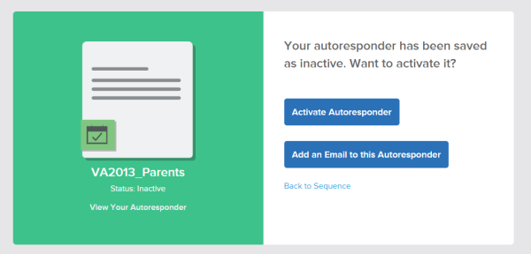 Activating autoresponder in Benchmark email.