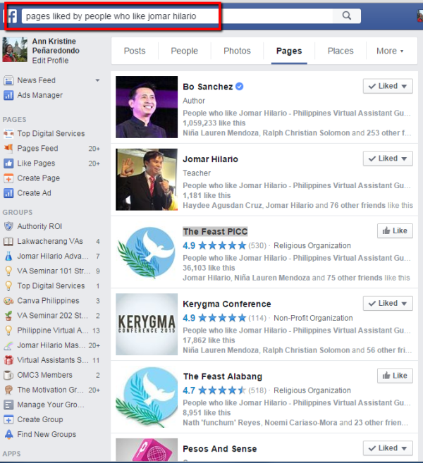 Here's the result of the Facebook Graph Search.
